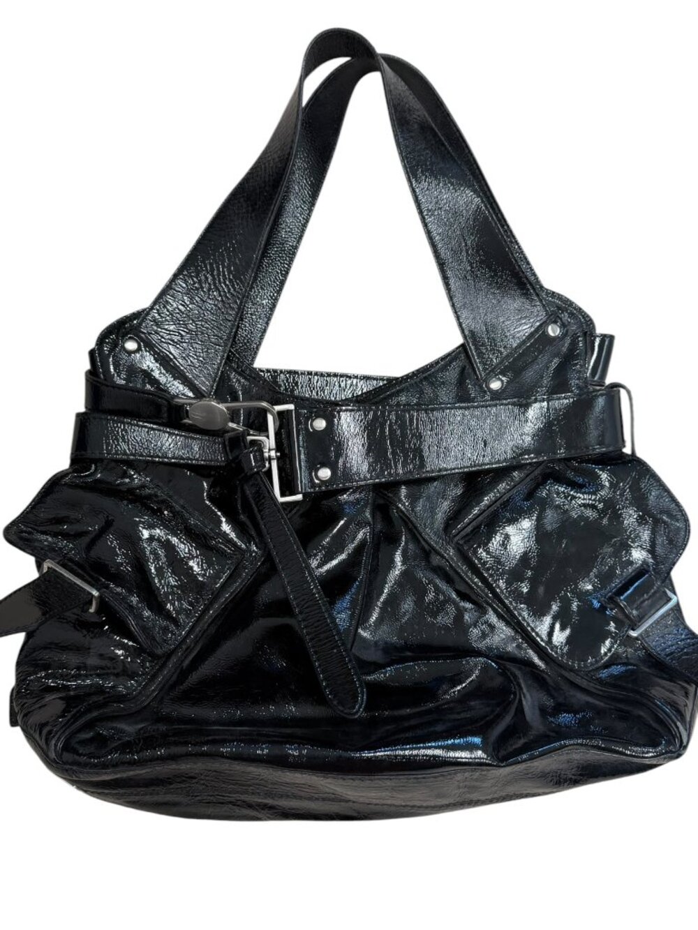 EUC Kooba Black Patent Leather Shoulder Bag Hobo Purse